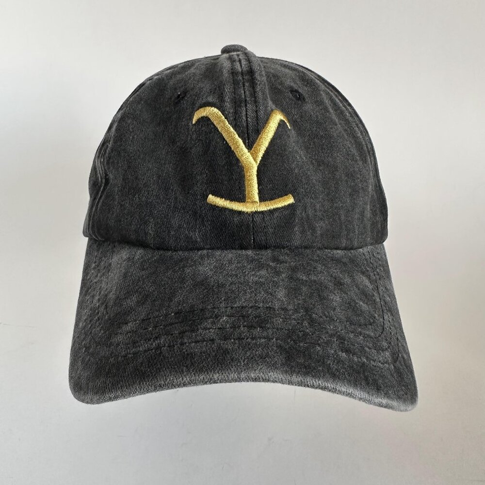 Yellowstone Baseball Cap Embroidered Logo Adjustable Strap Gray 100% Cotton